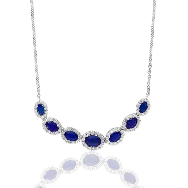 DeScenza Collection Diamond and Sapphire Necklace DeScenza Diamonds Boston, MA