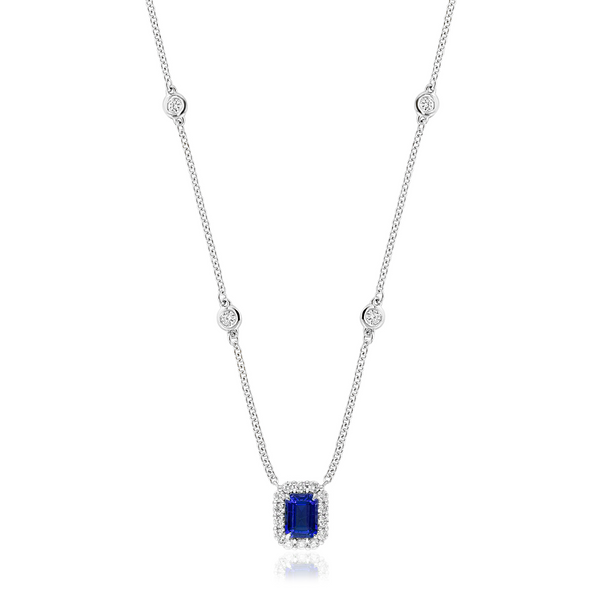 DeScenza Collection Diamond and Sapphire Necklace DeScenza Diamonds Boston, MA