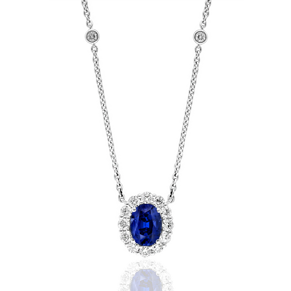 DeScenza Collection Diamond and Sapphire Necklace DeScenza Diamonds Boston, MA