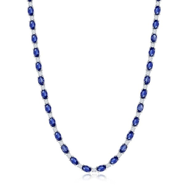DeScenza Collection Diamond and Sapphire Necklace DeScenza Diamonds Boston, MA