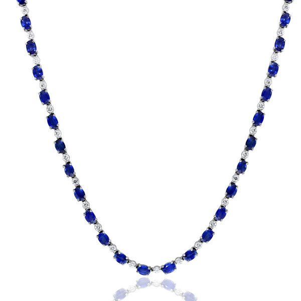 DeScenza Collection Diamond and Sapphire Necklace DeScenza Diamonds Boston, MA