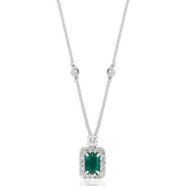 DeScenza Collection Diamond and Emerald Necklace DeScenza Diamonds Boston, MA