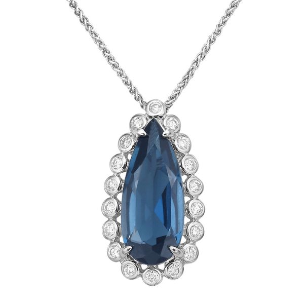 DeScenza Collection Diamond and London Blue Topaz Necklace DeScenza Diamonds Boston, MA