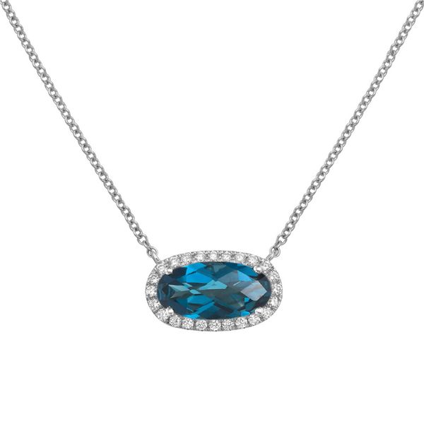 DeScenza Collection Diamond and London Blue Topaz Necklace DeScenza Diamonds Boston, MA