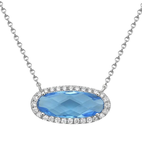 DeScenza Collection Diamond and Swiss Blue Topaz Necklace DeScenza Diamonds Boston, MA