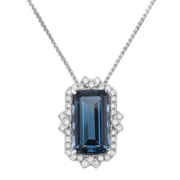DeScenza Collection Diamond and London Blue Topaz Necklace DeScenza Diamonds Boston, MA