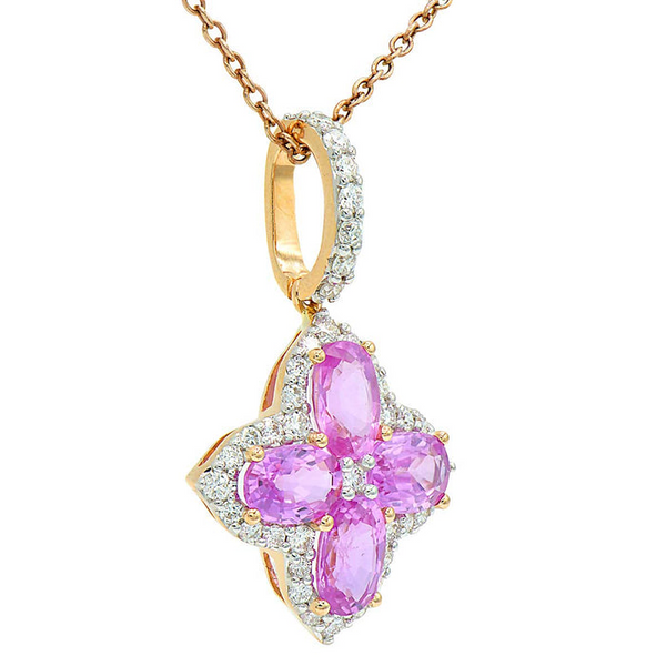 DeScenza Collection Diamond and Pink Sapphire Necklace Image 2 DeScenza Diamonds Boston, MA