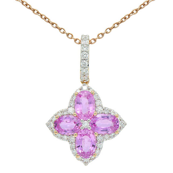 DeScenza Collection Diamond and Pink Sapphire Necklace DeScenza Diamonds Boston, MA