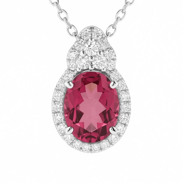 DeScenza Collection Diamond and Pink Tourmaline Necklace DeScenza Diamonds Boston, MA
