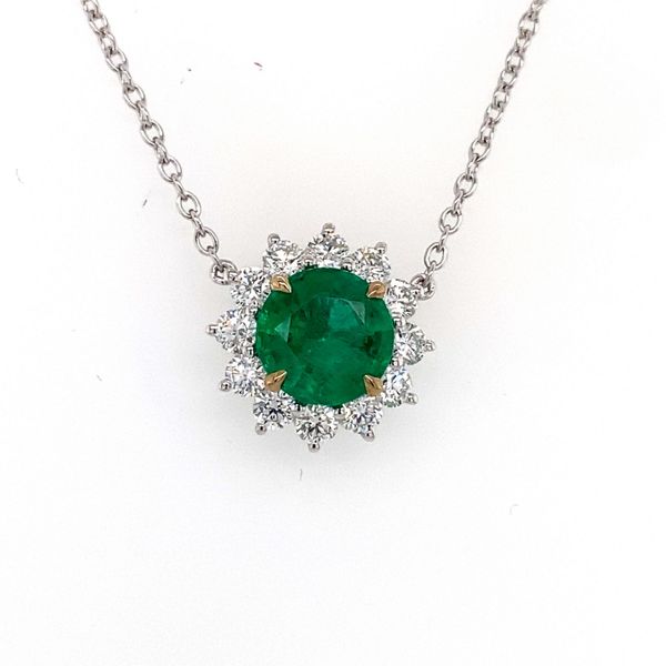 DeScenza Collection Diamond and Emerald Necklace DeScenza Diamonds Boston, MA