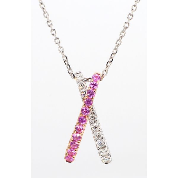 DeScenza Collection Diamond and Pink Sapphire Necklace DeScenza Diamonds Boston, MA