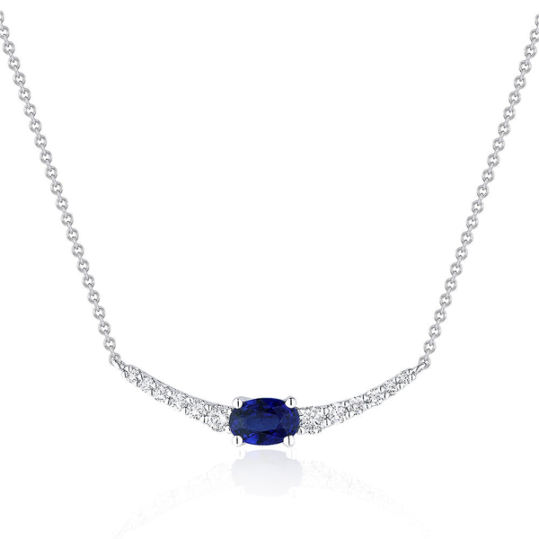 DeScenza Collection Diamond and Sapphire Necklace DeScenza Diamonds Boston, MA