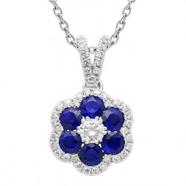 DeScenza Collection Diamond and Sapphire Necklace DeScenza Diamonds Boston, MA