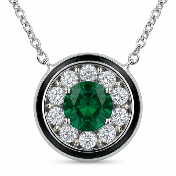 DeScenza Collection Diamond and Emerald Necklace DeScenza Diamonds Boston, MA