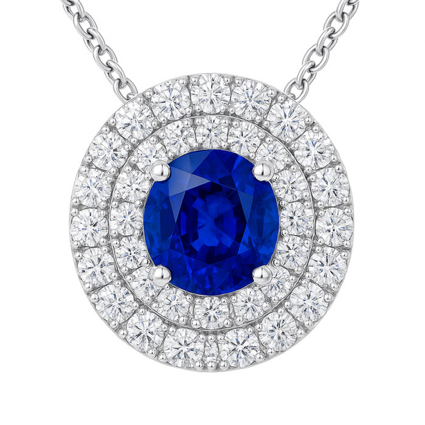 DeScenza Collection Diamond and Sapphire Necklace DeScenza Diamonds Boston, MA