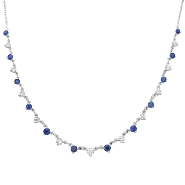 DeScenza Collection Diamond and Sapphire Necklace DeScenza Diamonds Boston, MA