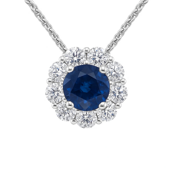 DeScenza Collection Diamond and Sapphire Necklace DeScenza Diamonds Boston, MA