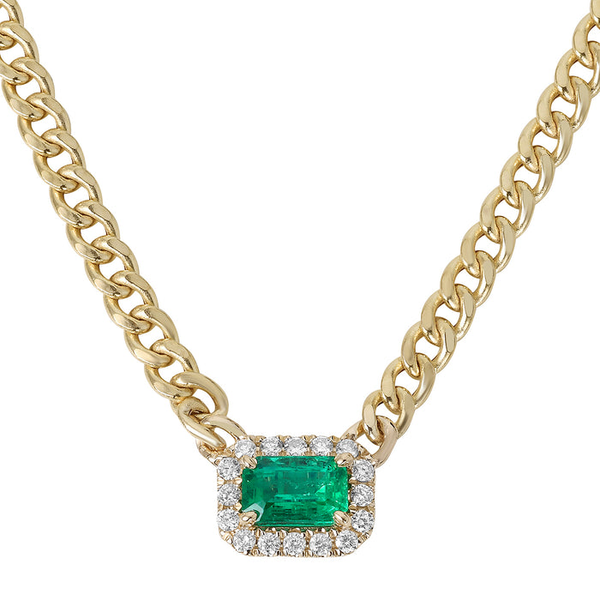 DeScenza Collection Diamond and Emerald Necklace DeScenza Diamonds Boston, MA