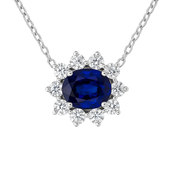 DeScenza Collection Diamond and Sapphire Necklace DeScenza Diamonds Boston, MA