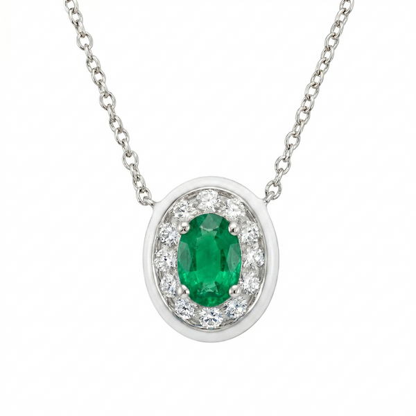 DeScenza Collection Diamond and Emerald Necklace DeScenza Diamonds Boston, MA
