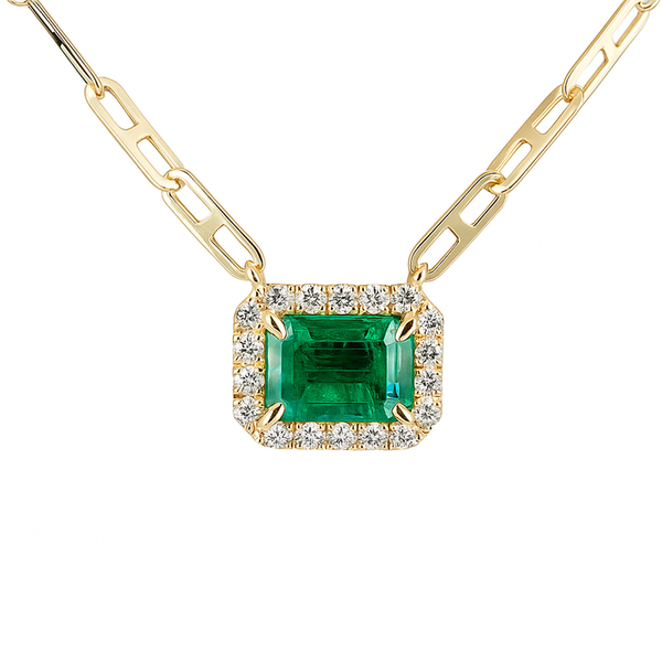 DeScenza Collection Diamond and Emerald Necklace DeScenza Diamonds Boston, MA
