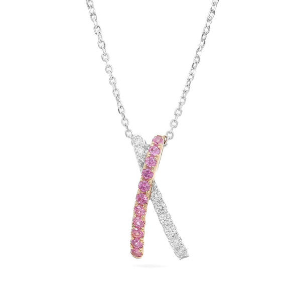 DeScenza Collection Diamond and Pink Sapphire Necklace DeScenza Diamonds Boston, MA