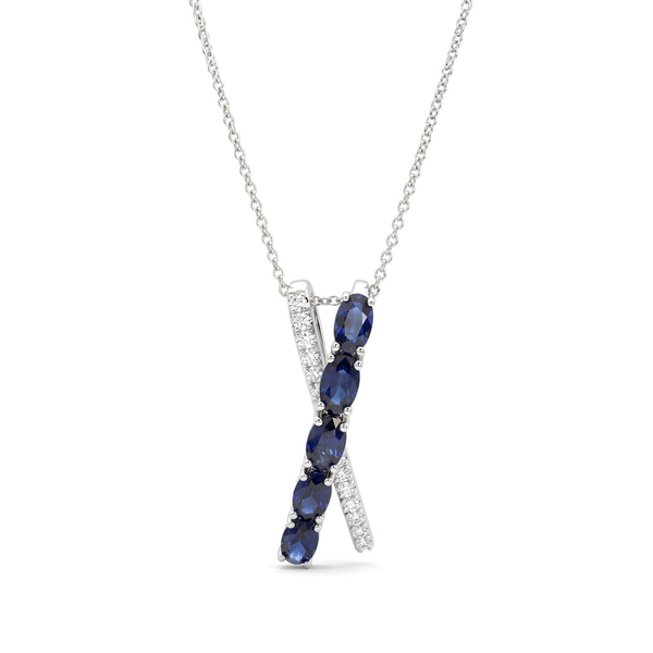 DeScenza Collection Diamond and Sapphire Necklace DeScenza Diamonds Boston, MA