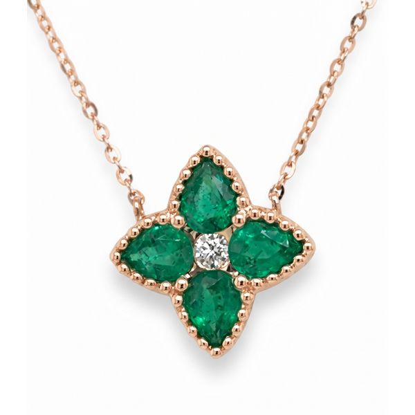 DeScenza Collection Diamond and Emerald Necklace DeScenza Diamonds Boston, MA