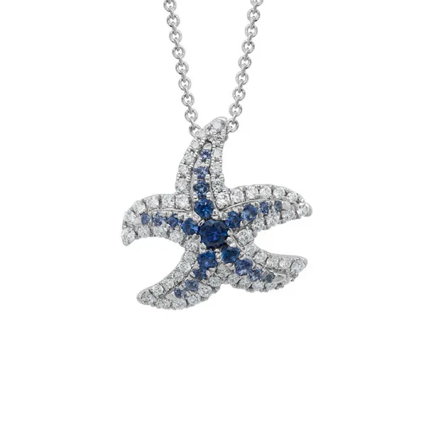 DeScenza Collection Sapphire and Diamond Starfish Necklace DeScenza Diamonds Boston, MA