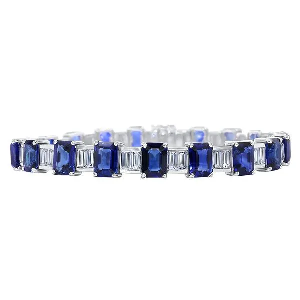 DeScenza Collection Platinum Diamond and Sapphire Bracelet DeScenza Diamonds Boston, MA