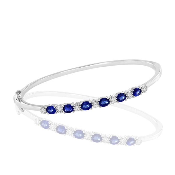 DeScenza Collection Diamond and Sapphire Bangle Bracelet DeScenza Diamonds Boston, MA