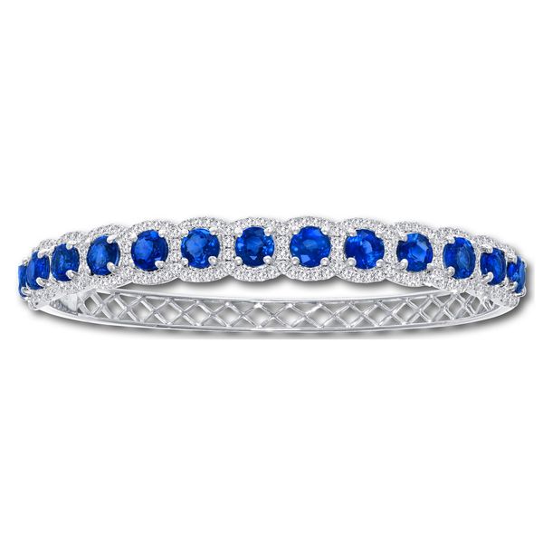 DeScenza Collection Diamond and Sapphire Bangle Bracelet DeScenza Diamonds Boston, MA