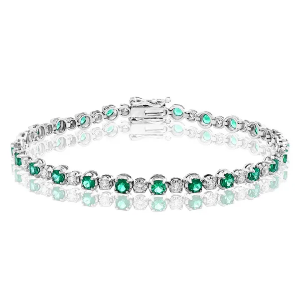 DeScenza Collection Diamond and Emerald Bracelet DeScenza Diamonds Boston, MA