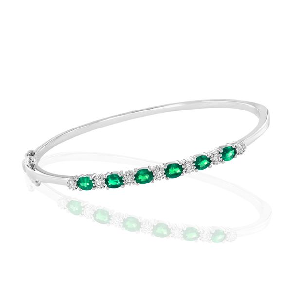 DeScenza Collection Diamond and Emerald Bangle Bracelet DeScenza Diamonds Boston, MA