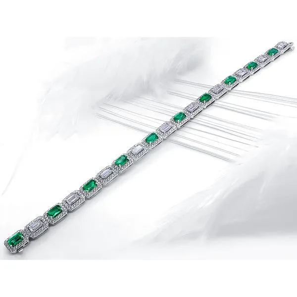 DeScenza Collection Emerald and Diamond Bracelet Image 2 DeScenza Diamonds Boston, MA