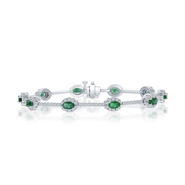 DeScenza Collection Diamond and Emerald Bracelet DeScenza Diamonds Boston, MA
