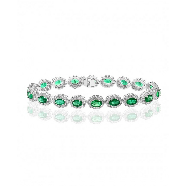 DeScenza Collection Diamond and Emerald Bracelet DeScenza Diamonds Boston, MA