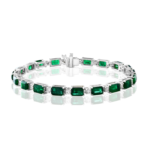 DeScenza Collection Diamond and Emerald Bracelet DeScenza Diamonds Boston, MA
