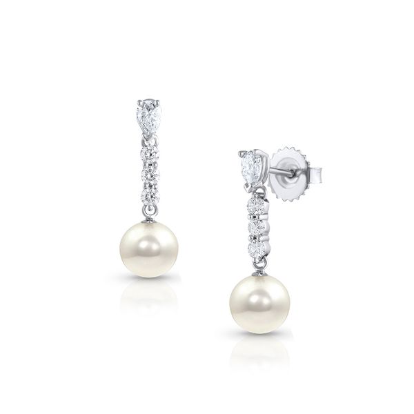 Baggin Pearl and Diamond Earrings DeScenza Diamonds Boston, MA