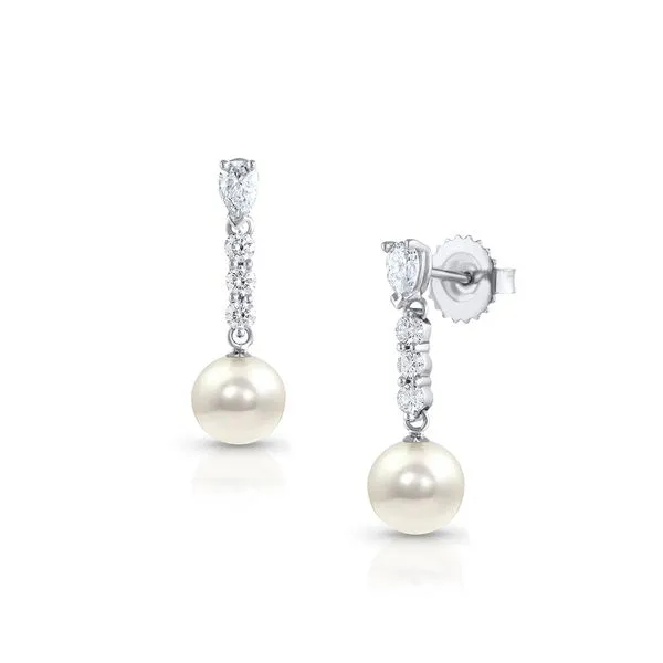 Baggin Pearl and Diamond Earrings DeScenza Diamonds Boston, MA