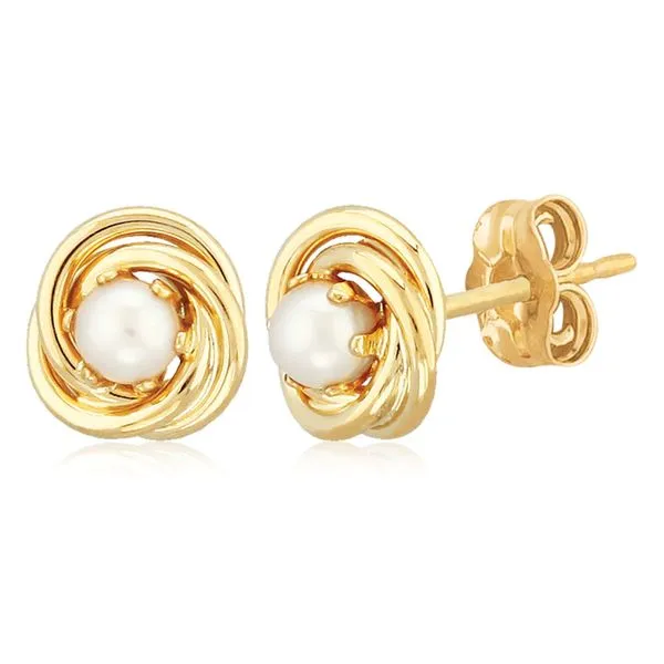 Gold Knot Stud Earring DeScenza Diamonds Boston, MA