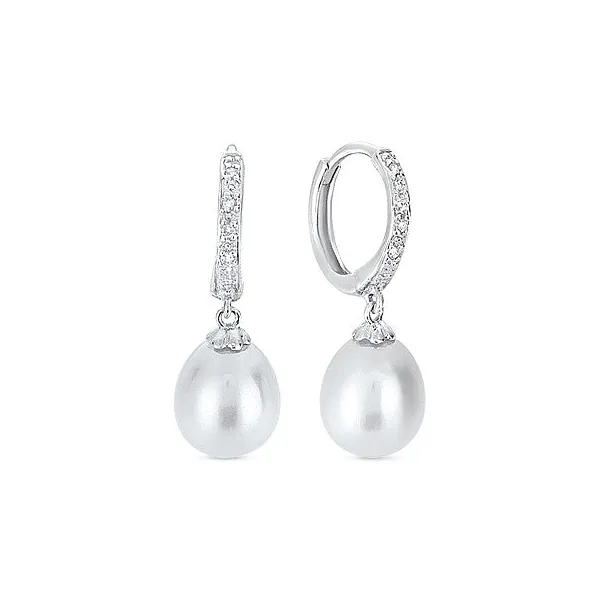 DeScenza Collection Pearl and Diamond Earrings DeScenza Diamonds Boston, MA