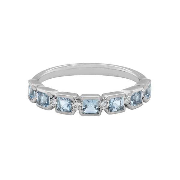DeScenza Collection Diamond and Aqua Stack Band DeScenza Diamonds Boston, MA