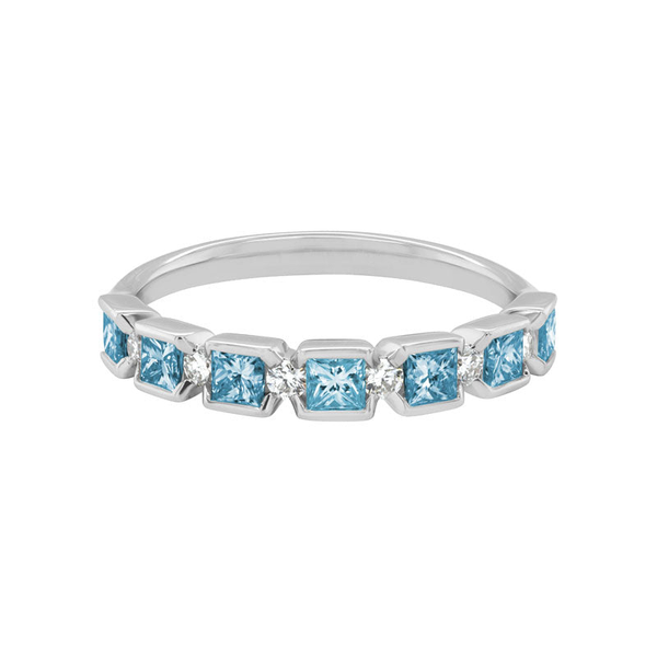 DeScenza Collection Diamond and Blue Topaz Stack Band DeScenza Diamonds Boston, MA