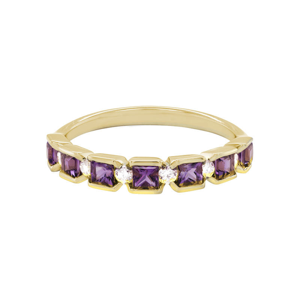 DeScenza Collection Diamond and Amethyst Stack Band DeScenza Diamonds Boston, MA