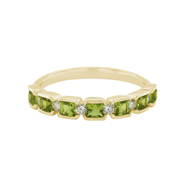 DeScenza Collection Diamond and Peridot Stack Band DeScenza Diamonds Boston, MA