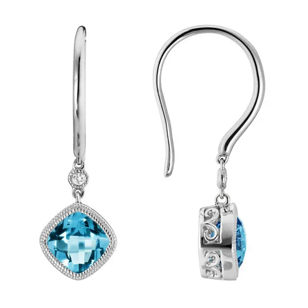 DeScenza Collection Blue Topaz and Diamond Earrings DeScenza Diamonds Boston, MA