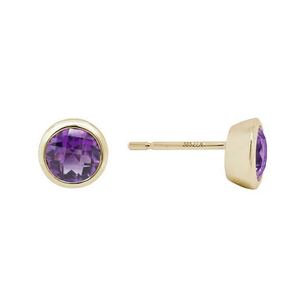 Amethyst Bezel Stud Earrings DeScenza Diamonds Boston, MA