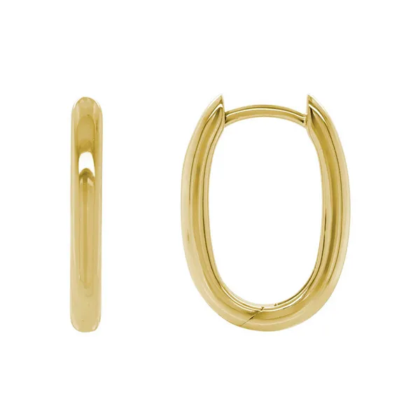 Gold Oval Hoop Earrings DeScenza Diamonds Boston, MA