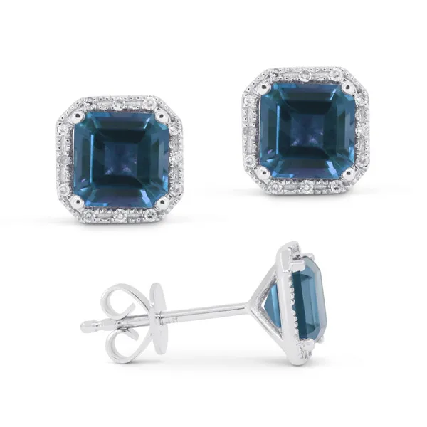 DeScenza Collection Blue Topaz and Diamond Earrings DeScenza Diamonds Boston, MA